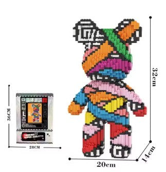 3D Kawaii Bear Model Micro Diamond Lightweight Building Blocks