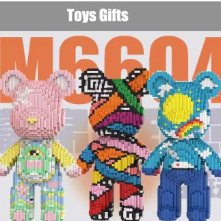 3D Kawaii Bear Model Micro Diamond Lightweight Building Blocks