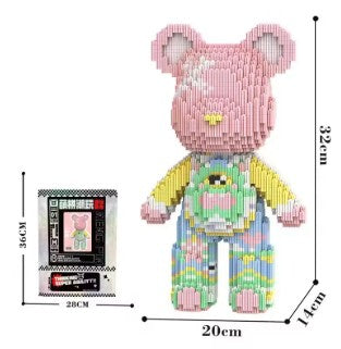 3D Kawaii Bear Model Micro Diamond Lightweight Building Blocks