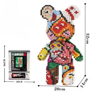 3D Kawaii Bear Model Micro Diamond Lightweight Building Blocks