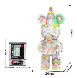 3D Kawaii Bear Model Micro Diamond Lightweight Building Blocks